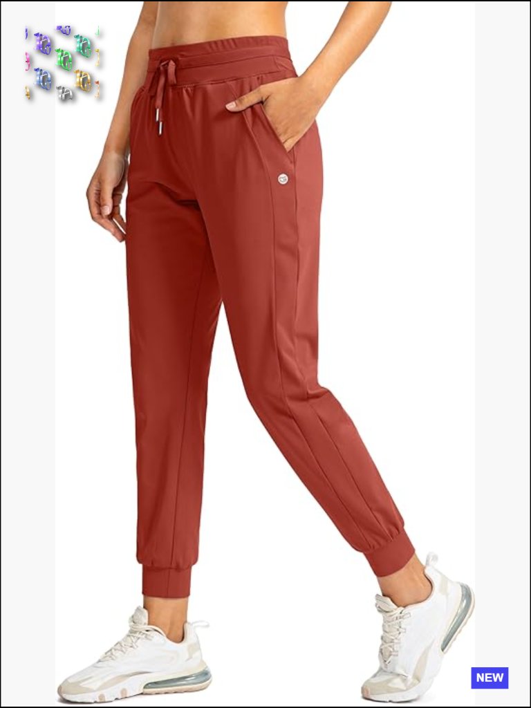 Joggers With Zipper Pockets High Waisted Athletic Tapered Sweatpants Workout